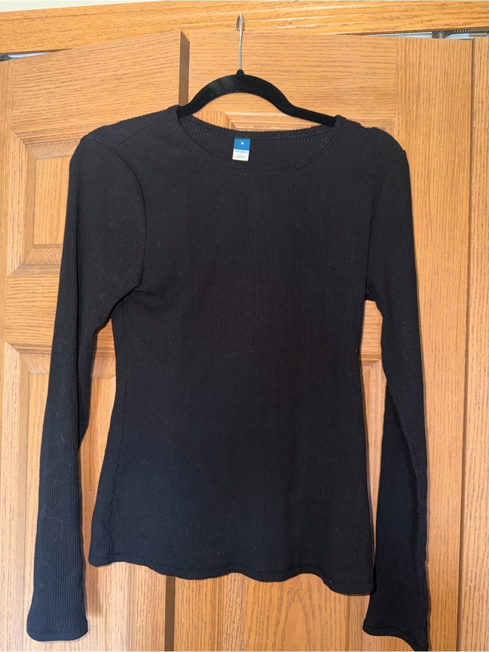 Old Navy Black Ribbed Long-Sleeve Tee
